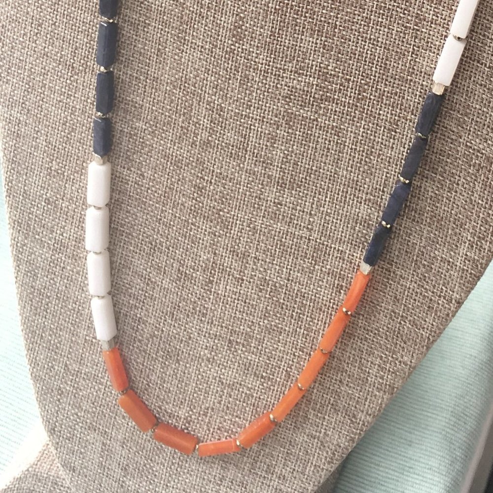 Leather chain with agate stone & pyrite necklace - Picture 7 of 7